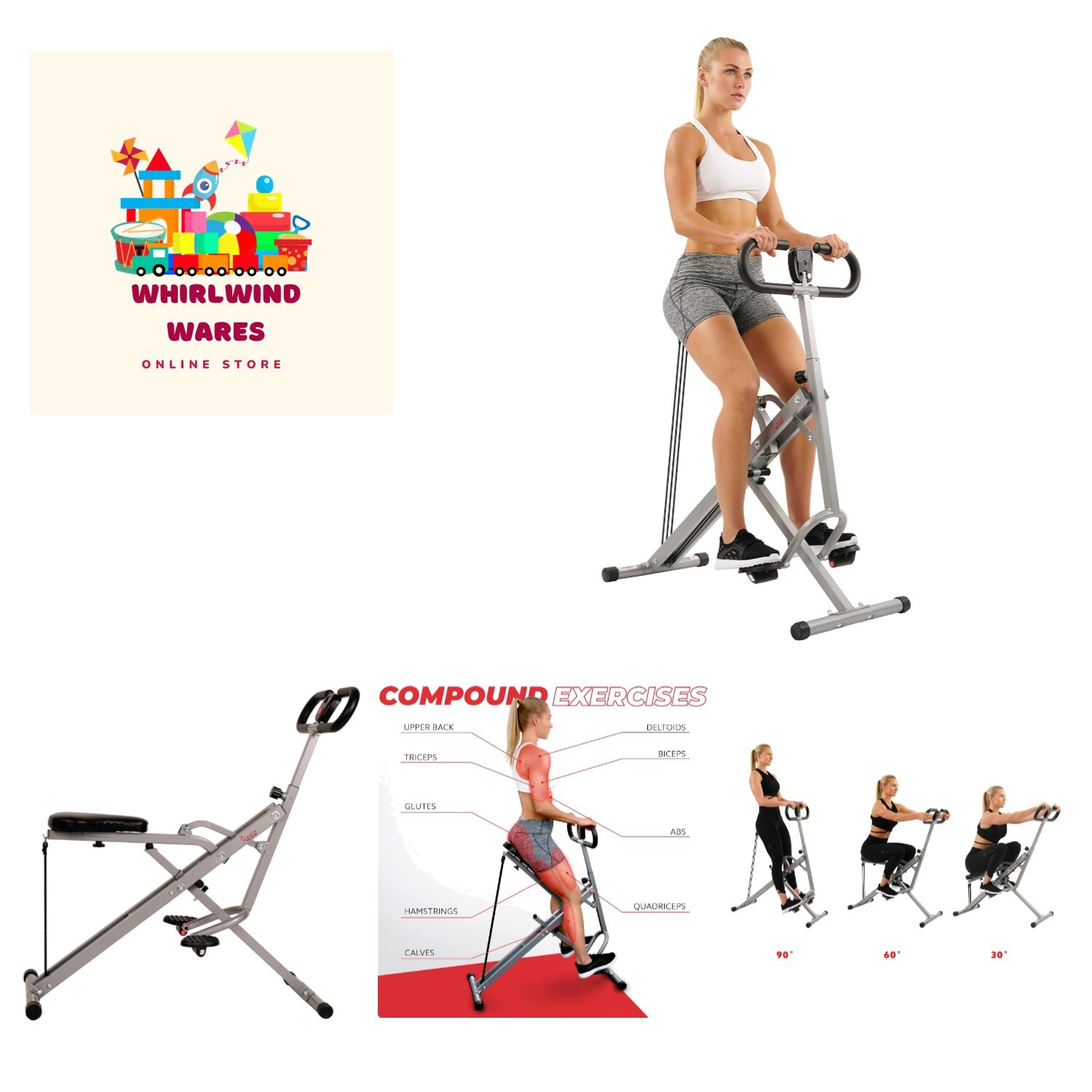 Row-N-Ride Squat Assist Trainer for Glutes Workout With Adjustable Resistance...