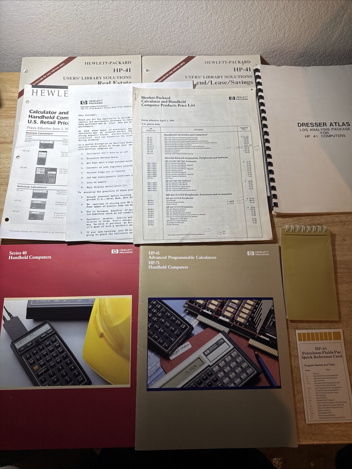 Lot Of HP Brochure Price Guide Price List Series 40 HP-41 HP-71 Manuals