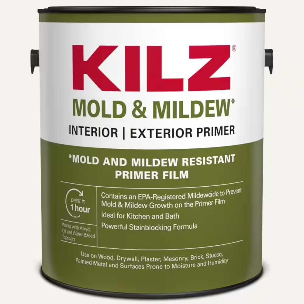 Mold and Mildew 1 Gal. White Water Based Interior and Exterior Primer, Sealer an