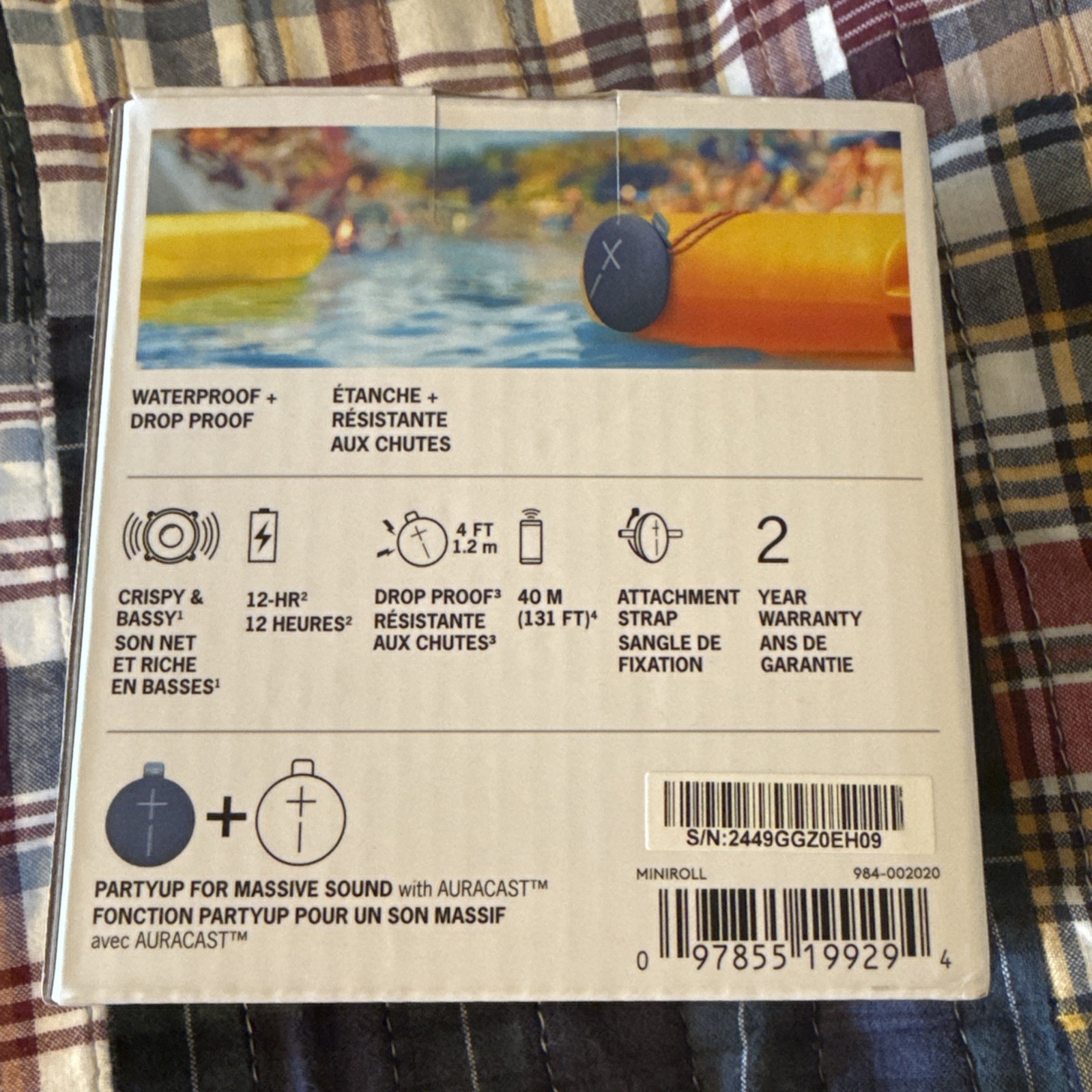 New Ultimate Ears MINIROLL Waterproof Wireless Portable Bluetooth Speaker SR0197