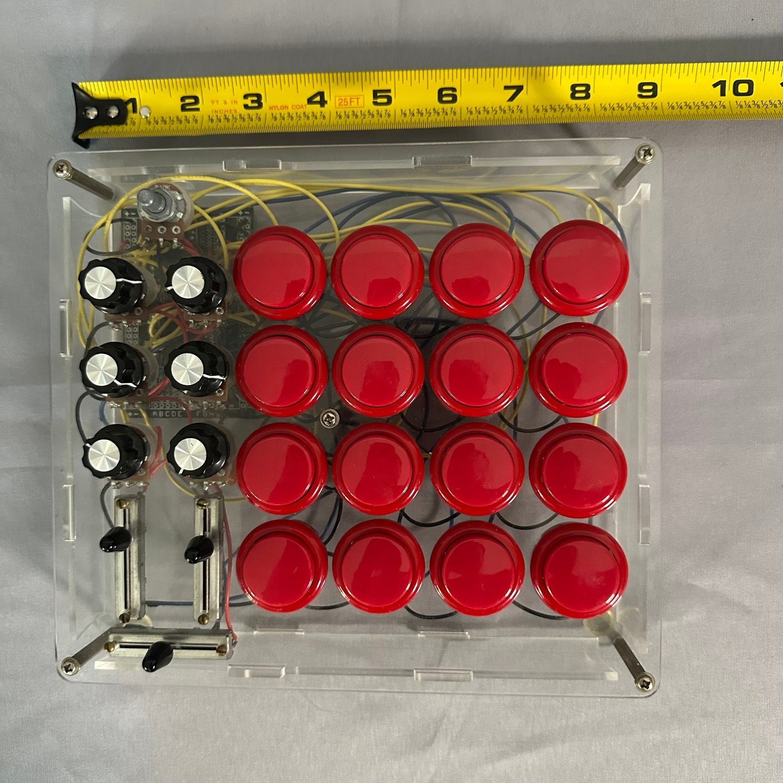Music Controller MIDI Red/Clear DIY Arcade Button Mixer Untested As Is Prop Art