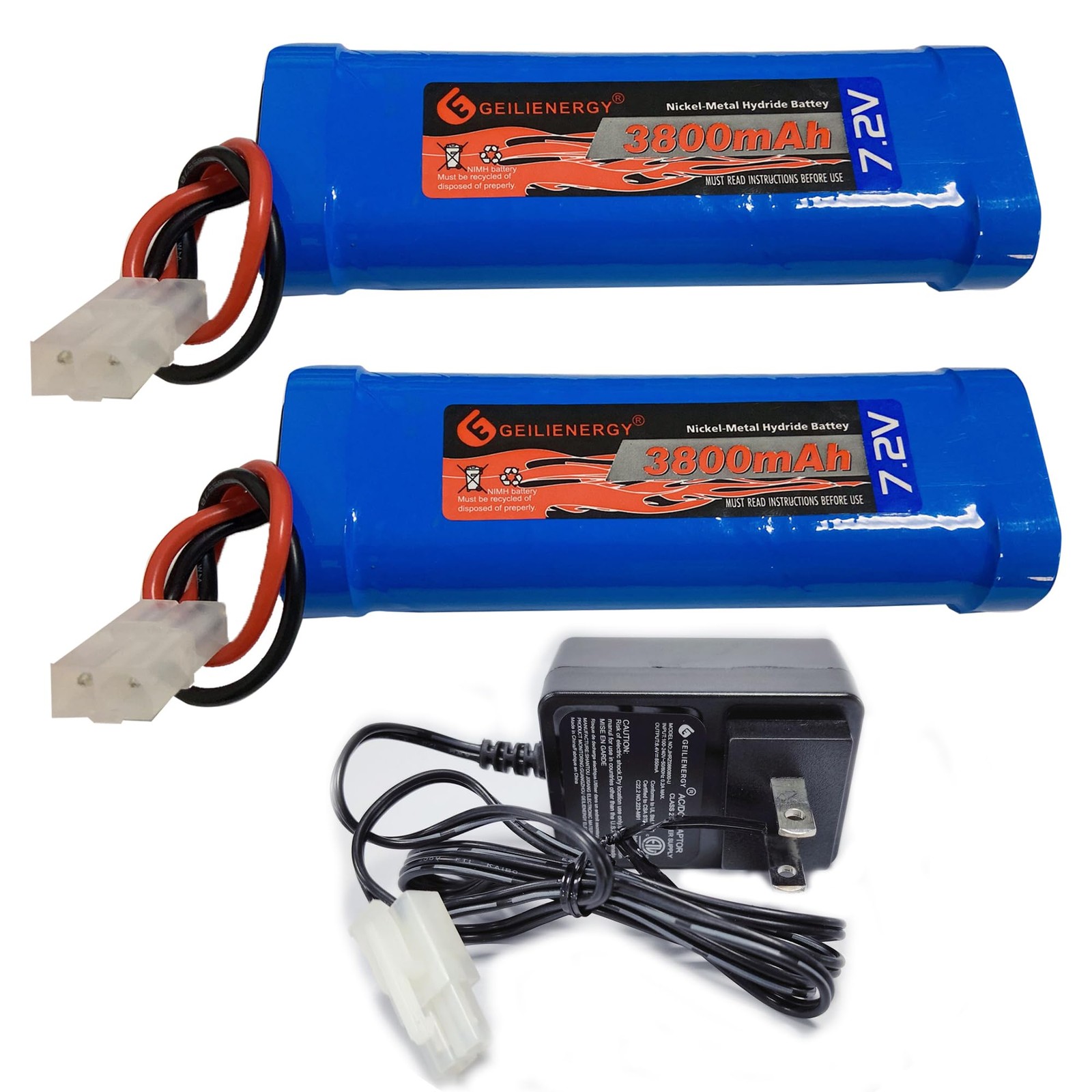 GLEPOWEER 7.2V 3800mAh 6-Cell NiMH 2 PACK Batteries+ 1PCS Charger