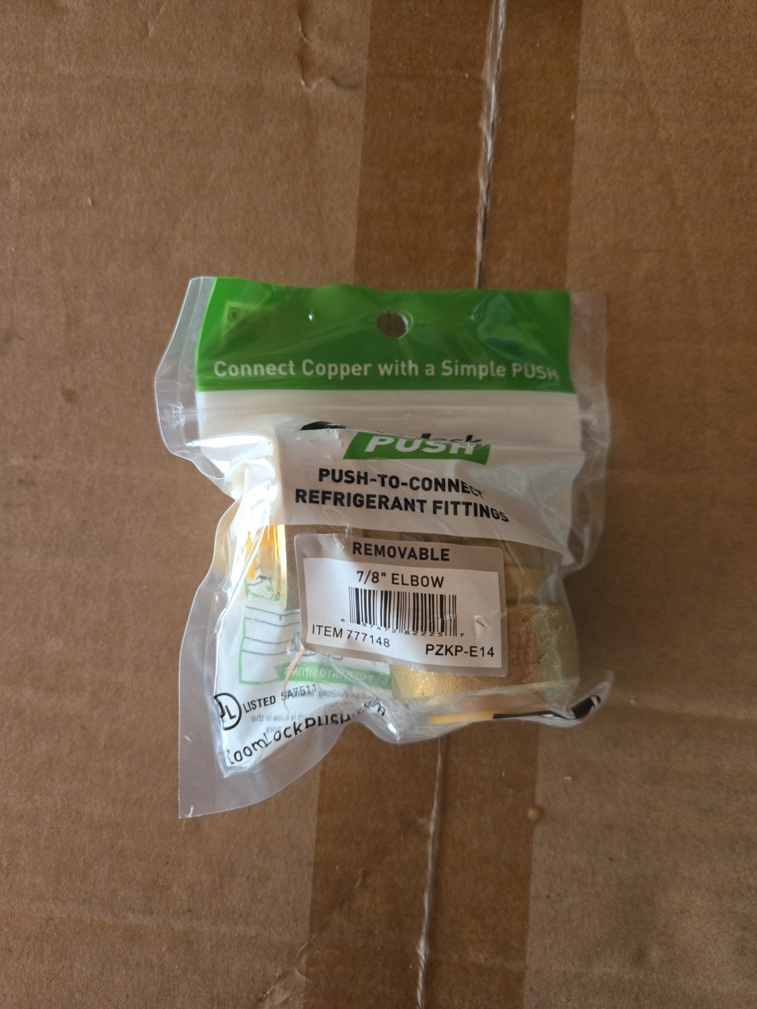 Parker Zoomlock Push 7/8" Elbow Coupling Push To Connect Refrigerant Fitting