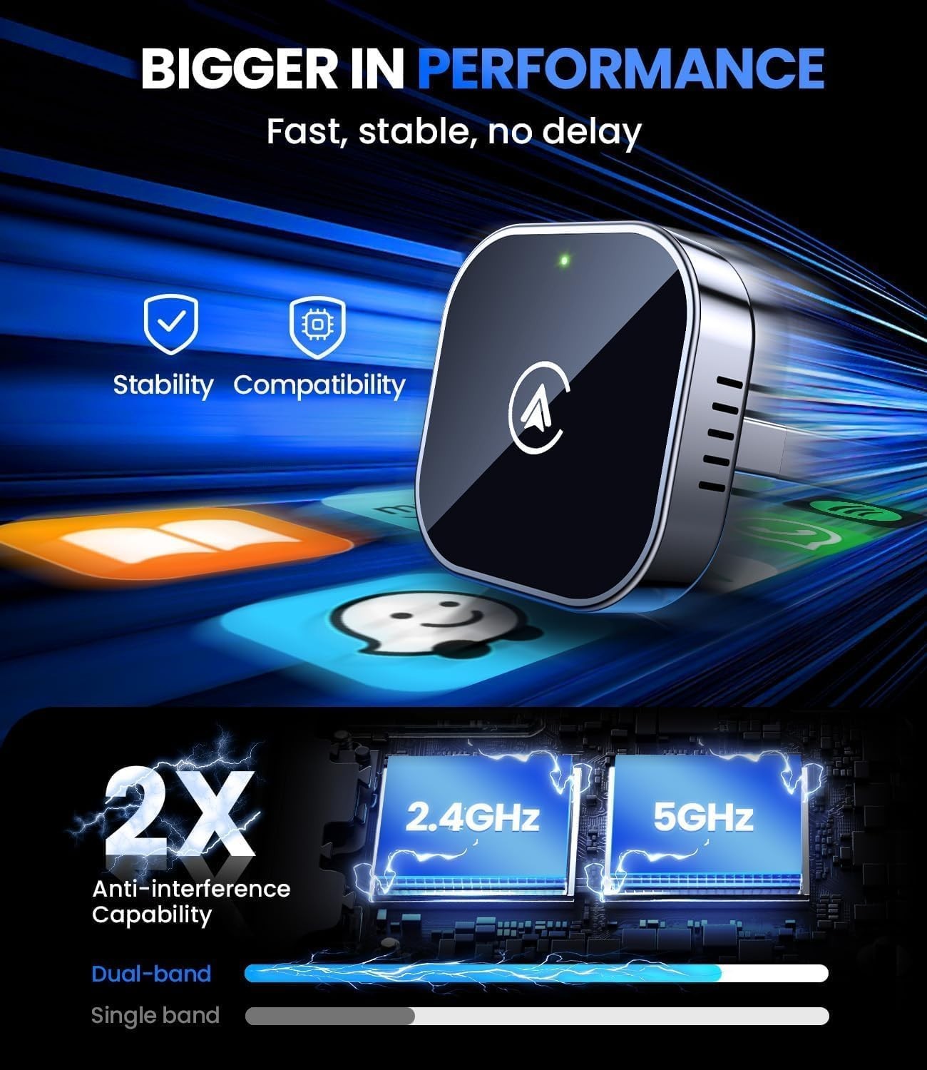 Teeran 2 in 1 Wireless CarPlay and Android Auto Adapter,