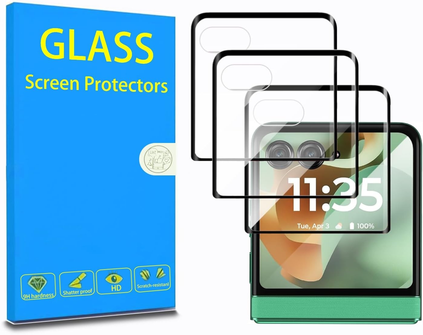 for Motorola Razr 2025/2024 Front Screen Protector 3 Pack,Moto Razr 2024/2025 Fu