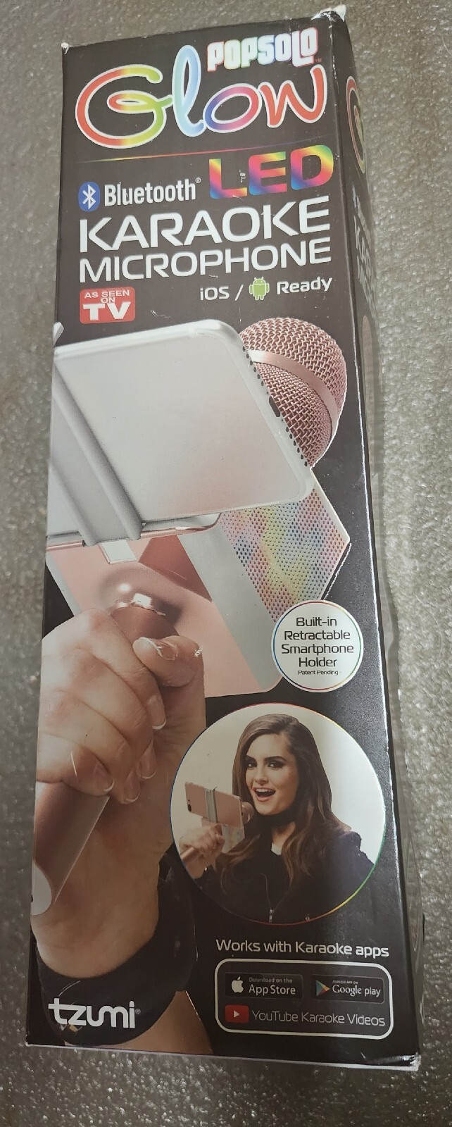Tzumi popsolo microphone in box karaoke bluetooth glow led