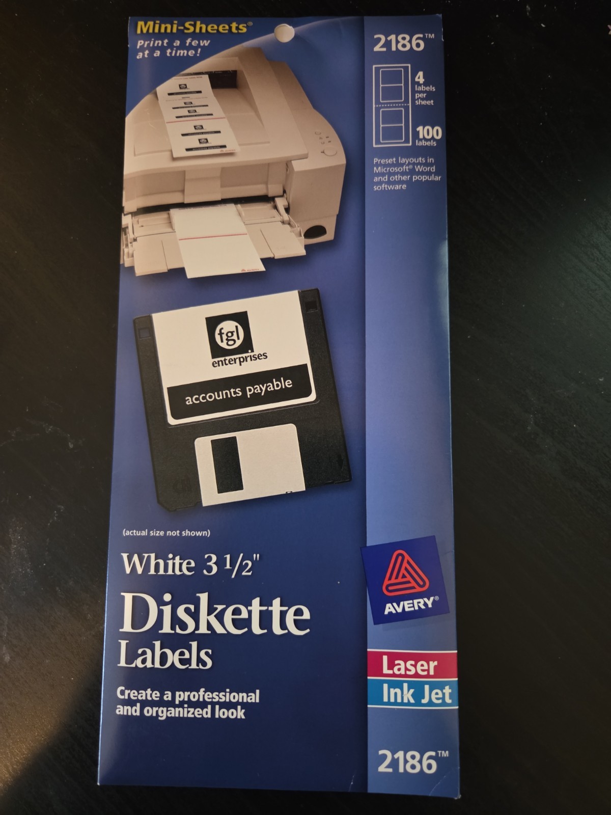 Avery 2186 Laser 3.5" Diskette Labels  White - NEW
