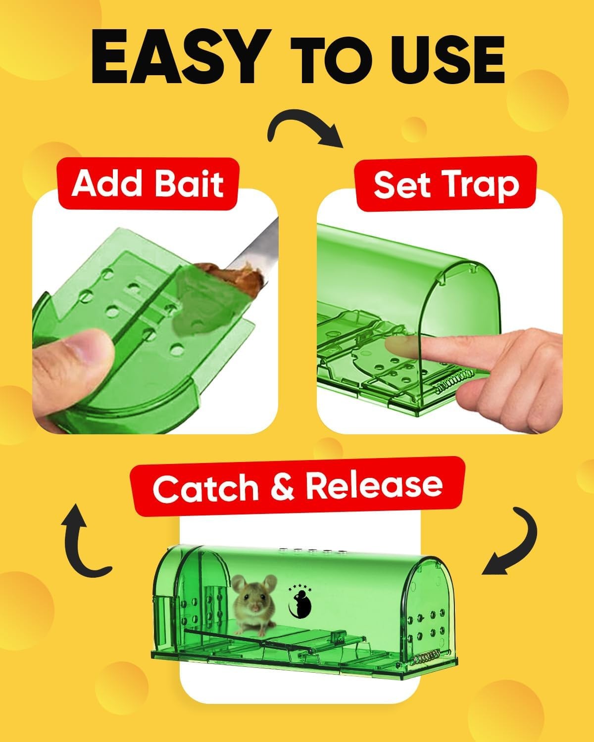 Motel Mouse Humane No Kill Mouse Traps Live Catch & Release - 4 Pack | Kid & ...
