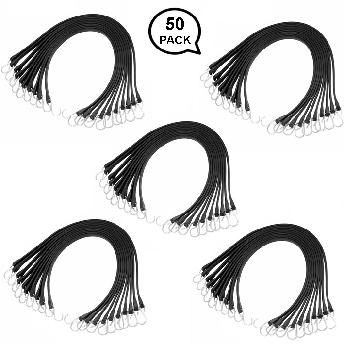 50-Pack 31" Rubber Tarp Straps – Heavy-Duty Bungee Cords for Flatbed Trucks