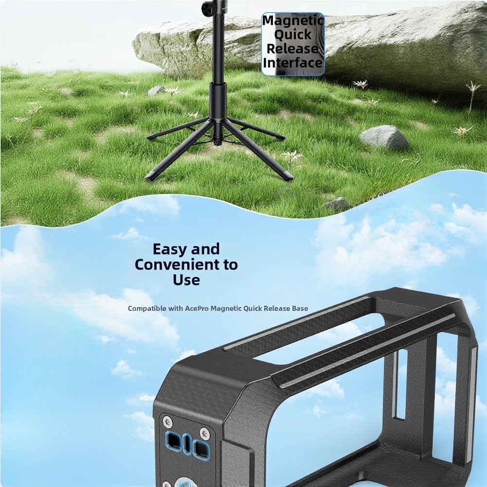 Quick Release Magnetic Frame Compatible with For Insta360 X5 Black PC Cage