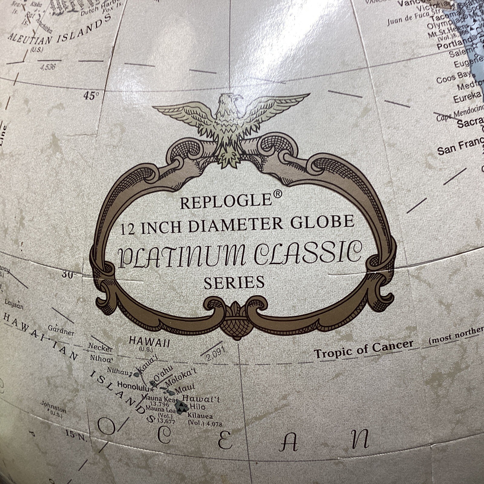Vintage Replogle 12 Inch Diameter Globe Platinum Classic Series