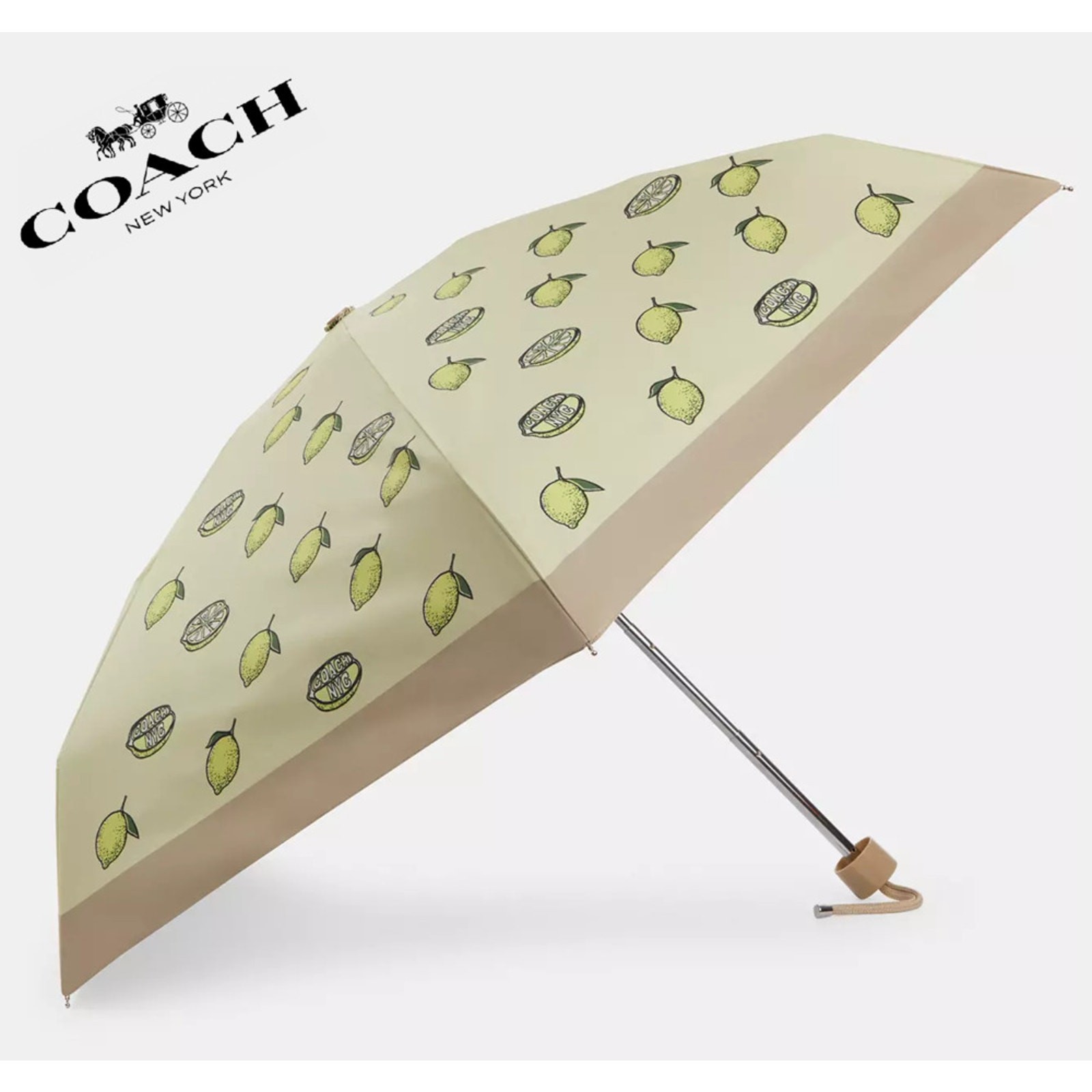 NWT ❤️🍋Coach Uv Protection Mini Umbrella With Lemon Print