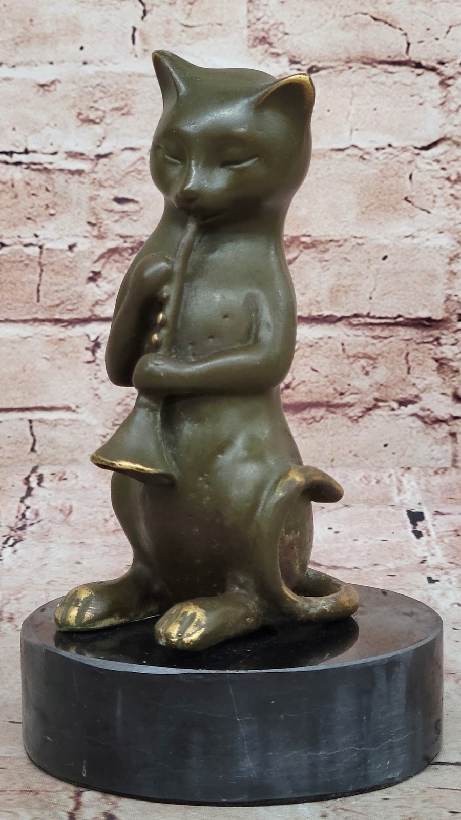 Hand Made Bronze Sculpture Cat Music Figurine Statue by Milo Cute Ornament Sale