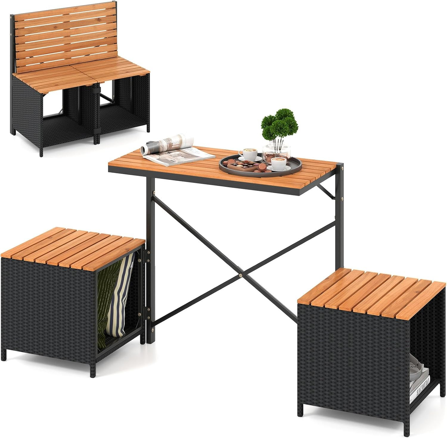 Convertible 2-in-1 Picnic Table & Loveseat Set for Outdoor Spaces