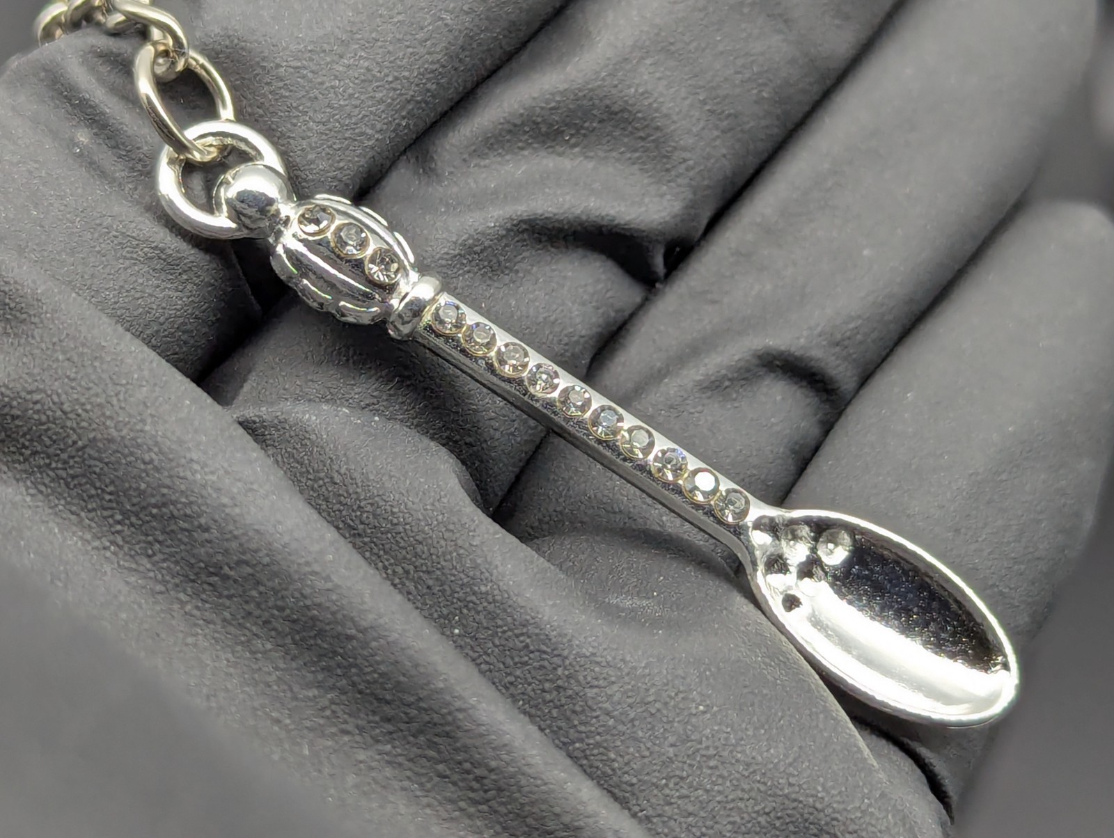 Chrome Bling Mini Party Big Bump Spoon Keychain Keyring Accessory