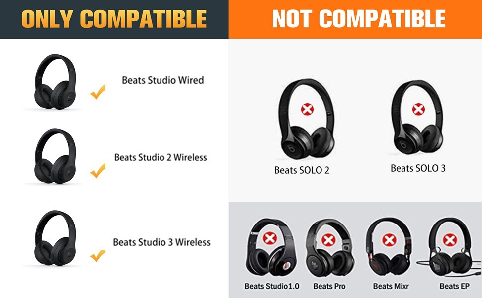 Beats Studio 2/3 wired/wireless Replacement Memory Sponge Foam Earpads (1 pair)