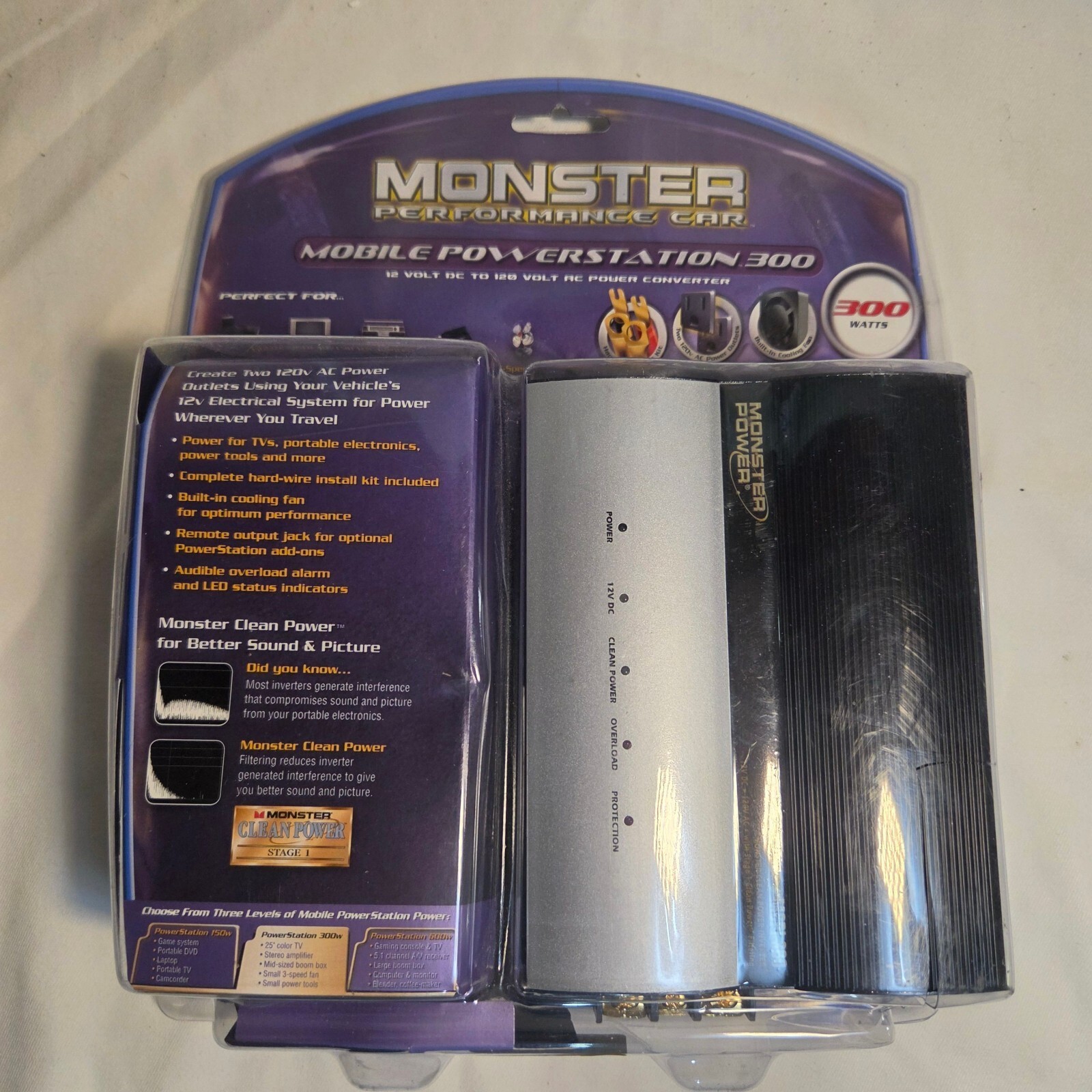 Monster Performance Car Mobile PowerStation 300 12V DC to 120V AC Power Inverter