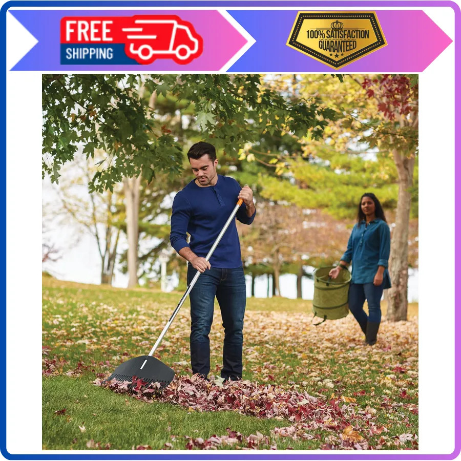 Fiskars 67 Inch Poly Leaf Rake Lightweight Garden Lawn Tool