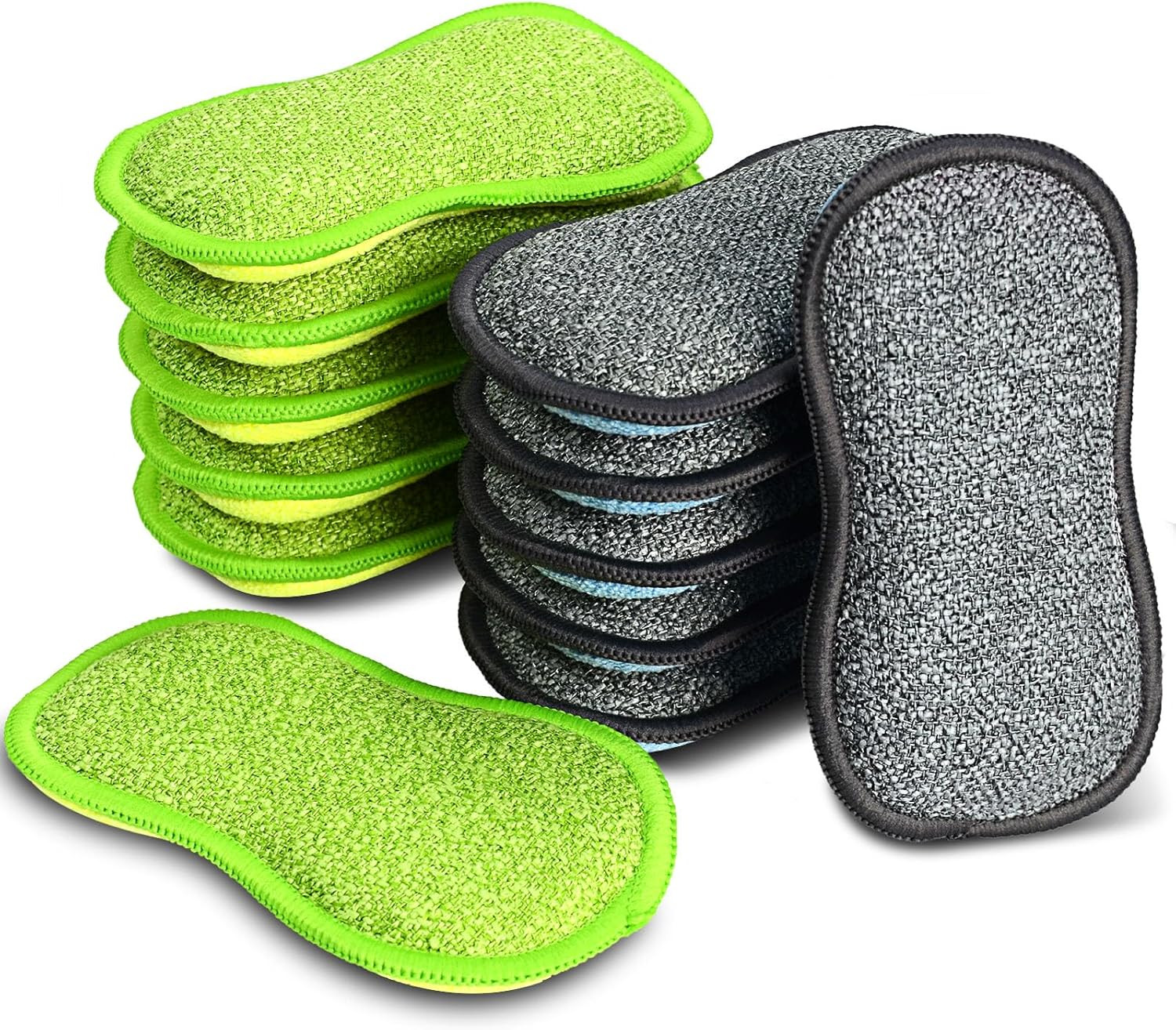 12 Pack Multi-Purpose Scrub Sponges for Kitchen by  Non-Scratch Microfiber Spong