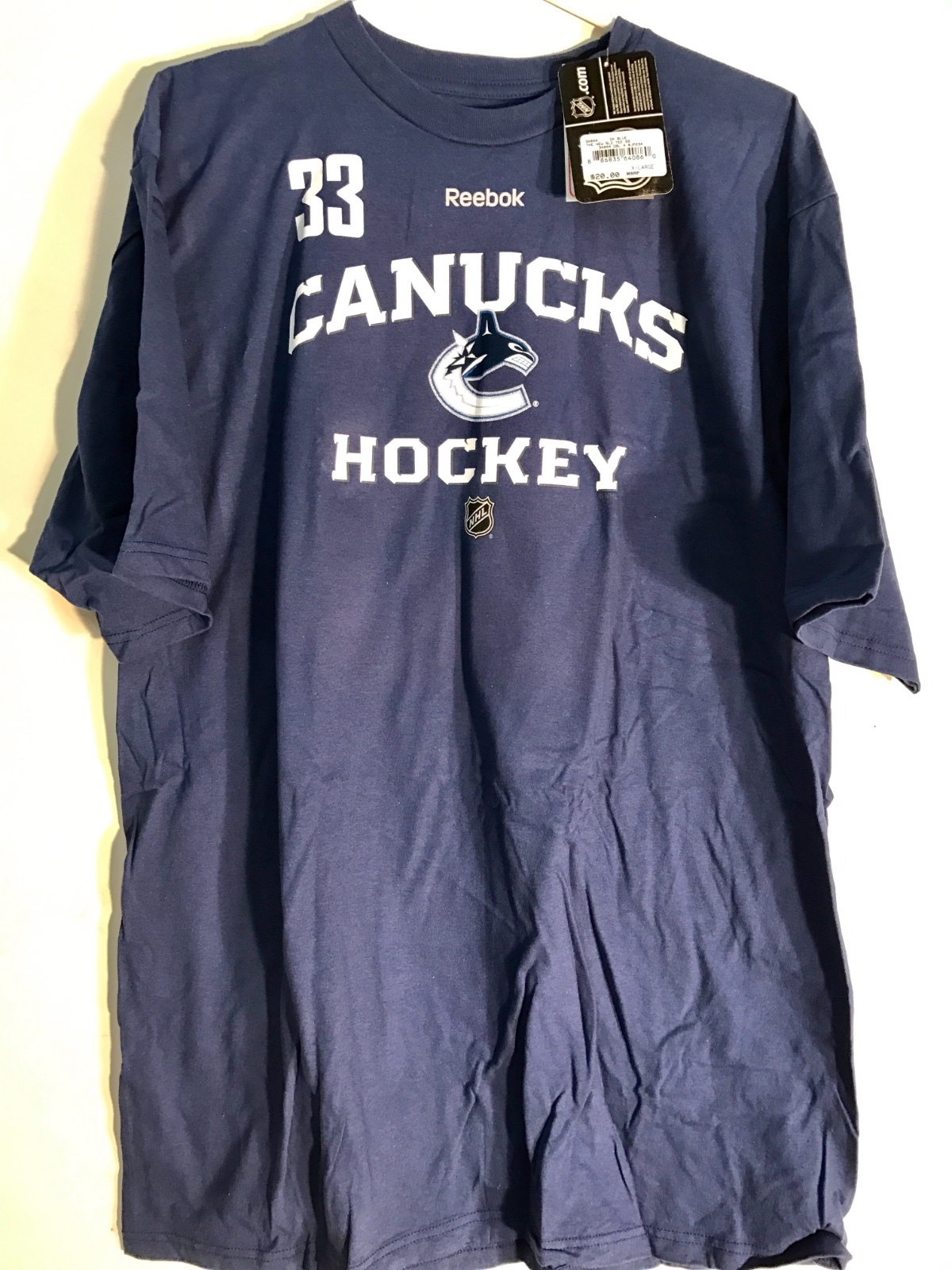 Reebok NHL T SHIRT Vancouver Canucks Henrik Sedin Blue sz L