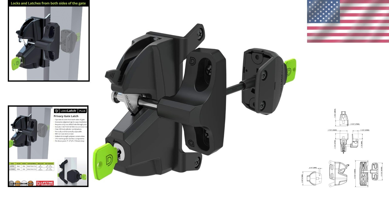 Key Lockable LokkLatch Plus - Easy-Install Privacy Gate Latch for Secure Access