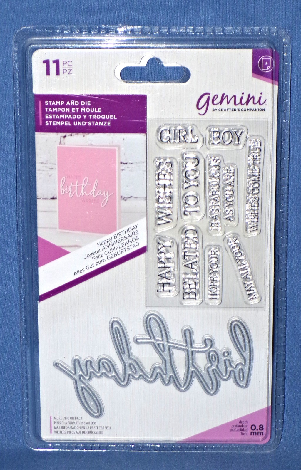 Gemini Happy birthday Die & Clear Sentiment Stamps Phrases Crafter's Companion