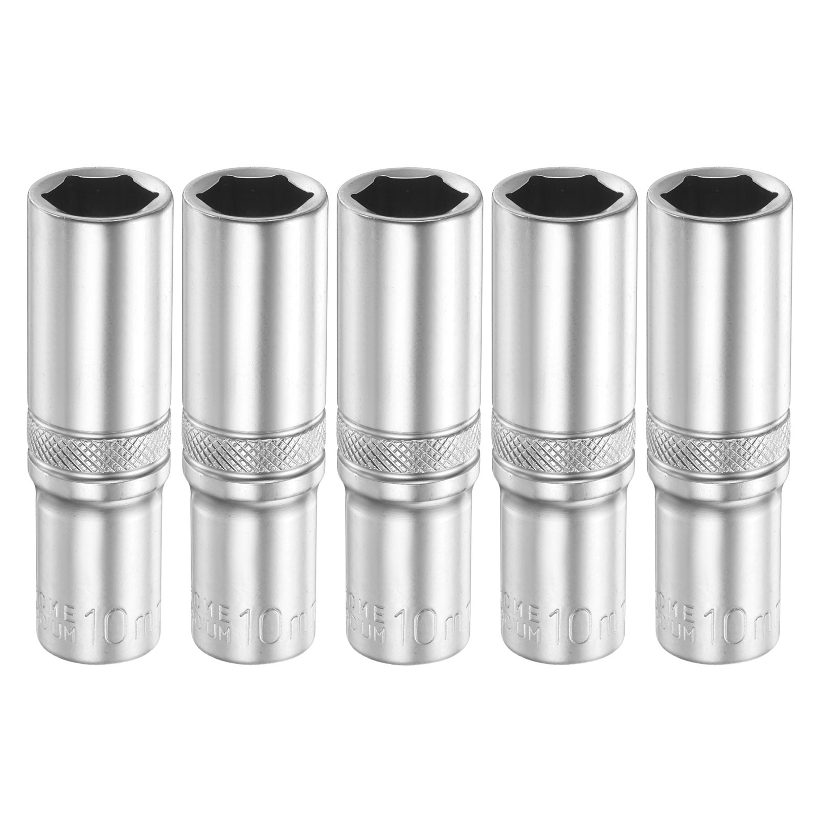 5pcs 6 Points Deep Socket 1/4" Drive 10mm Nickel Plating Flip Sleeve 2" Long
