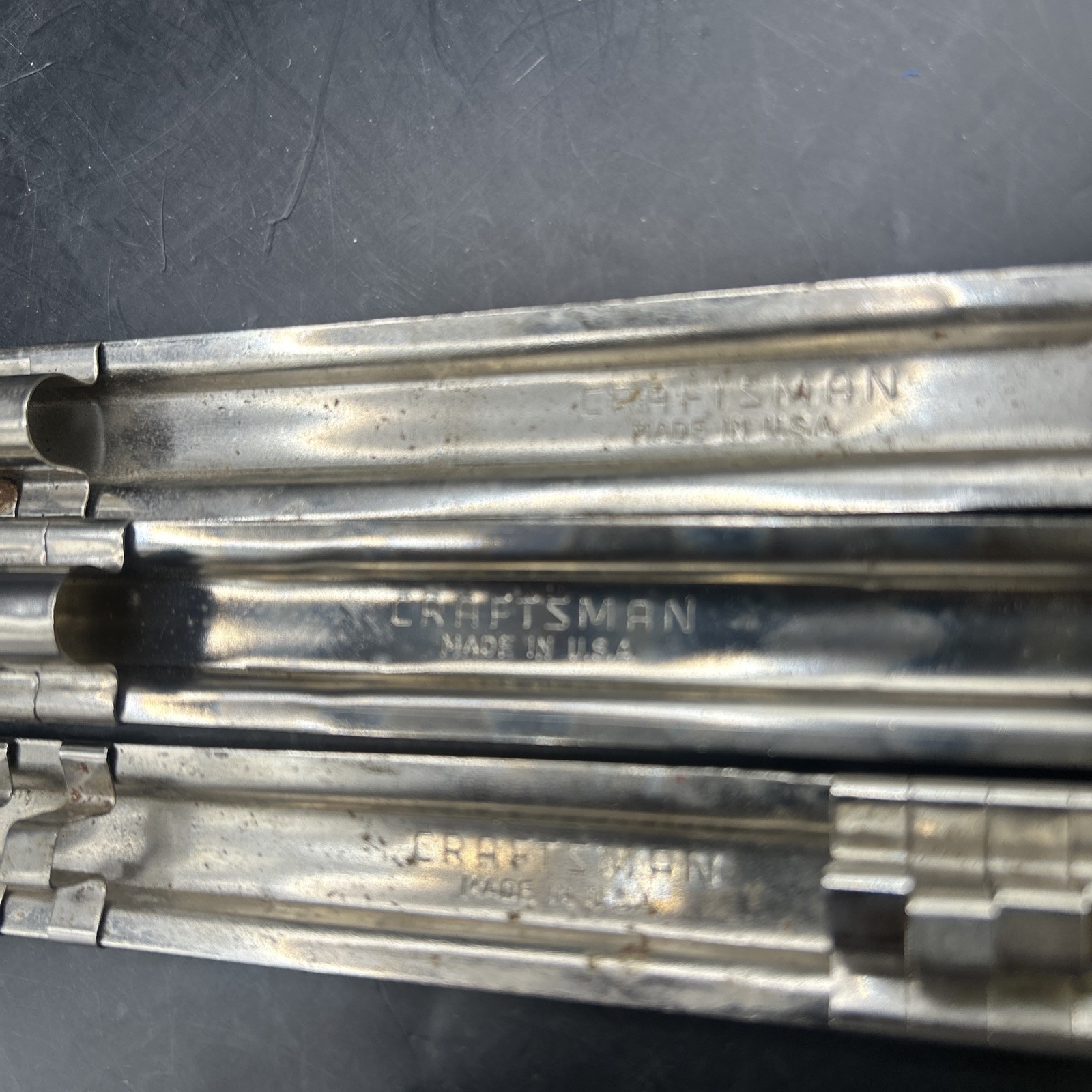 Lot 3 Vintage Sears Craftsman 1/4” (2) 3/8 ” Drive Metal Socket Rack Rails USA