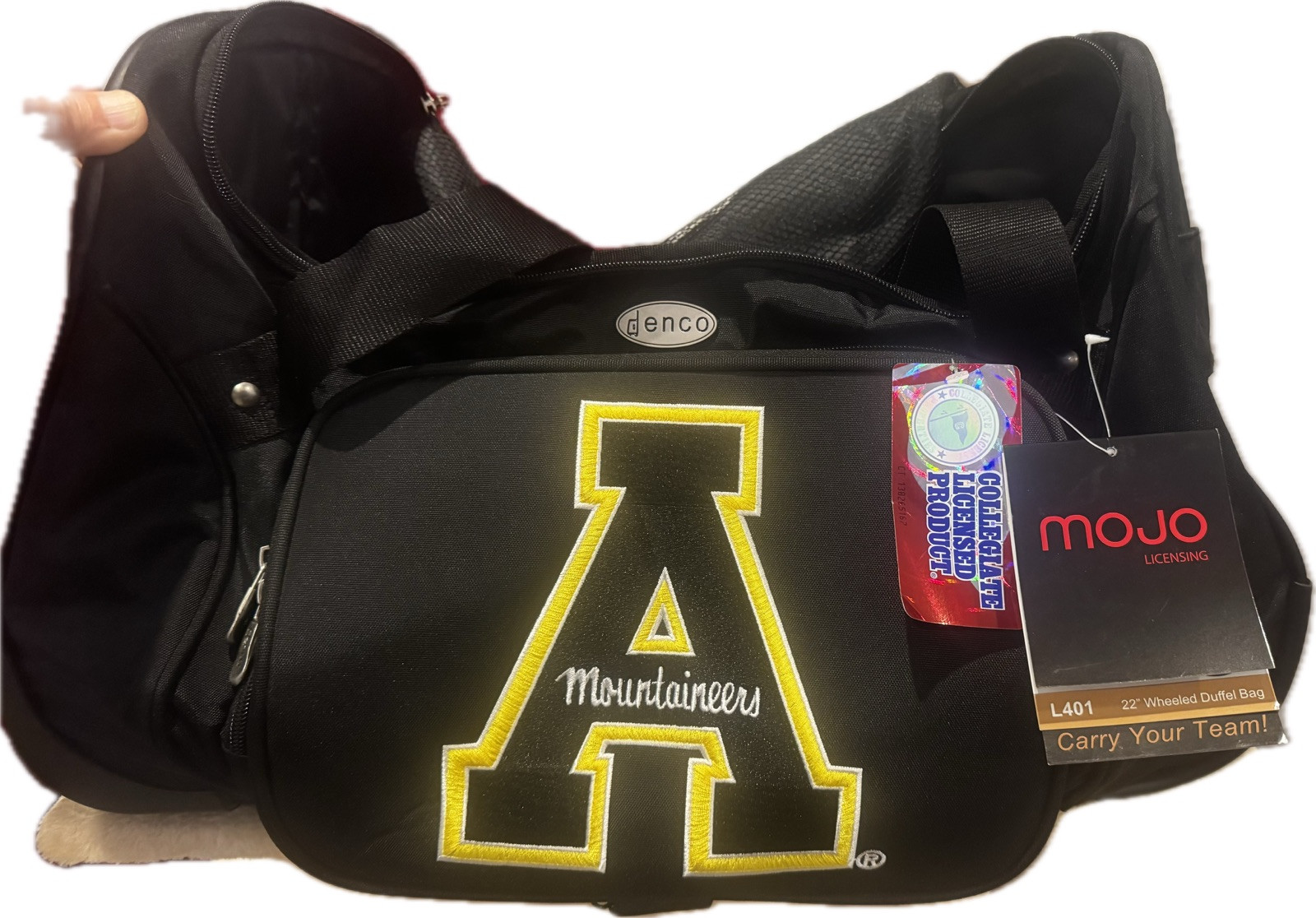 Appalachian State 22” Black Rolling Duffel.  Brand New w/ Tags.  Check  Photos!!
