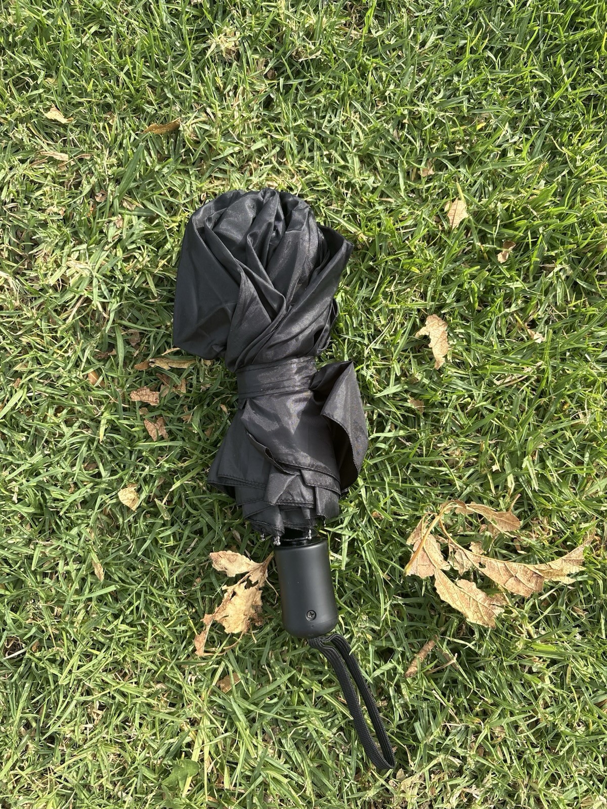 Black Women's Compact Folding Solid Umbrella One Size Stylish Travel Rain Gear