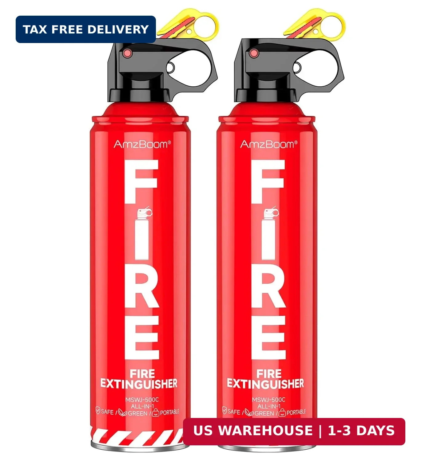 AmzBoom 2-Pack Fire Extinguisher for Home, Kitchen, Car, and Grill with Mounting