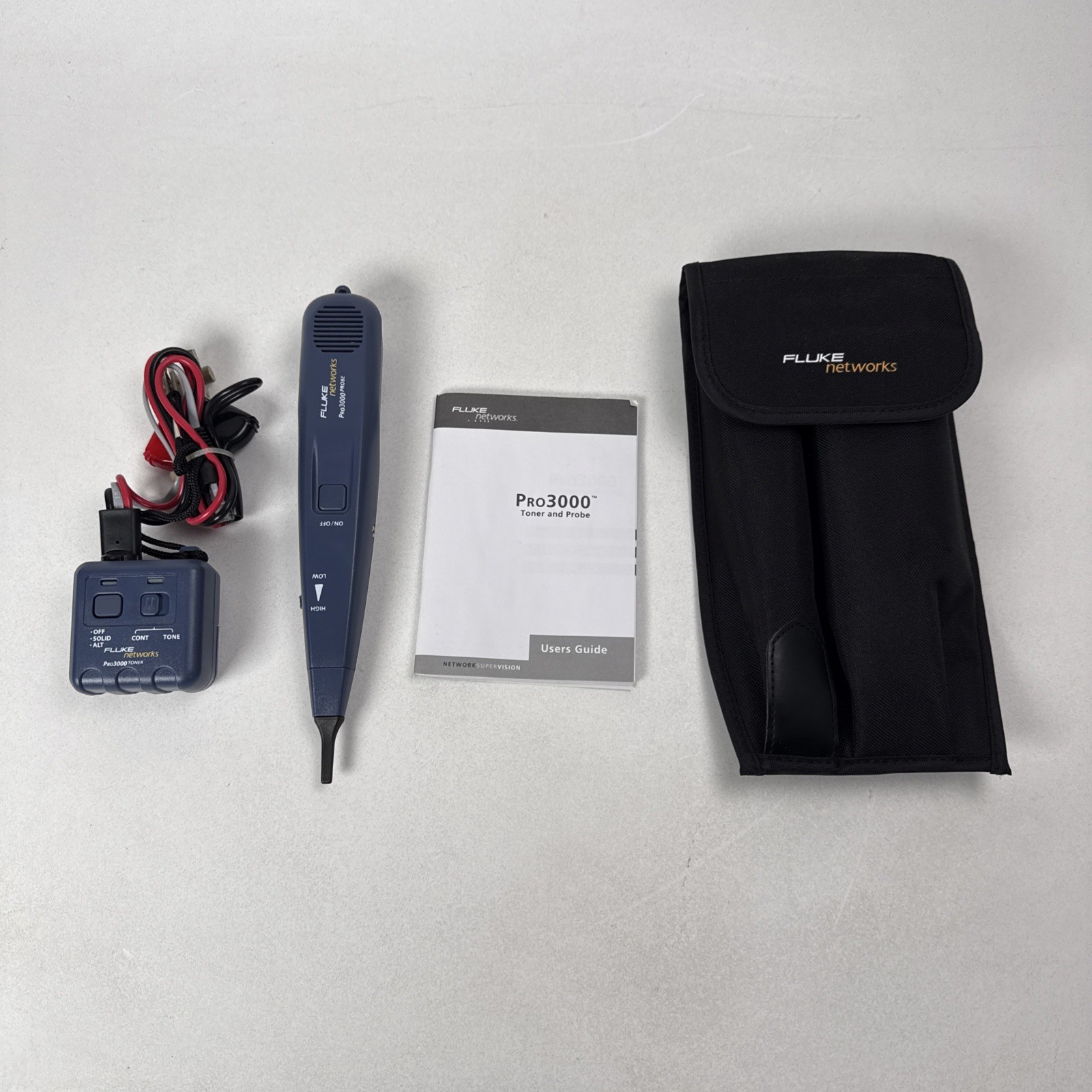 Fluke Networks PRO3000 Analog Toner Probe Cable Tracer Kit Case Manual Tested