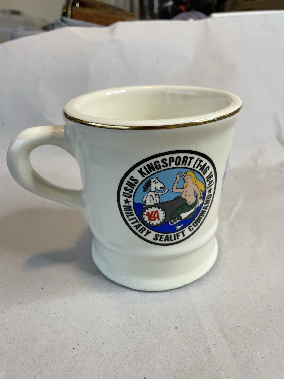 USNS Kingsport (T-AG 164) Military Airlift Command Snoopy Mermaid Ceramic Cup #1
