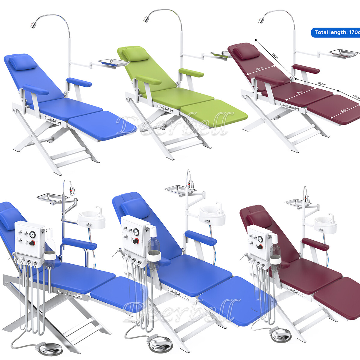 Portable Dental Chair LED Light Mobile Folding Chair /Air Turbine Unit AZDENT