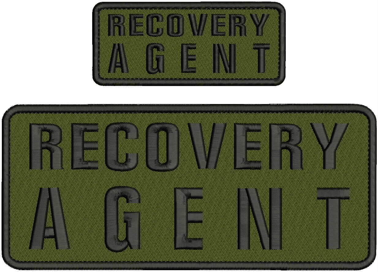 R AGENT  EMB PATCH 4X10 & 2X5 HOOK ON BACK  BLACK ON OD GREEN