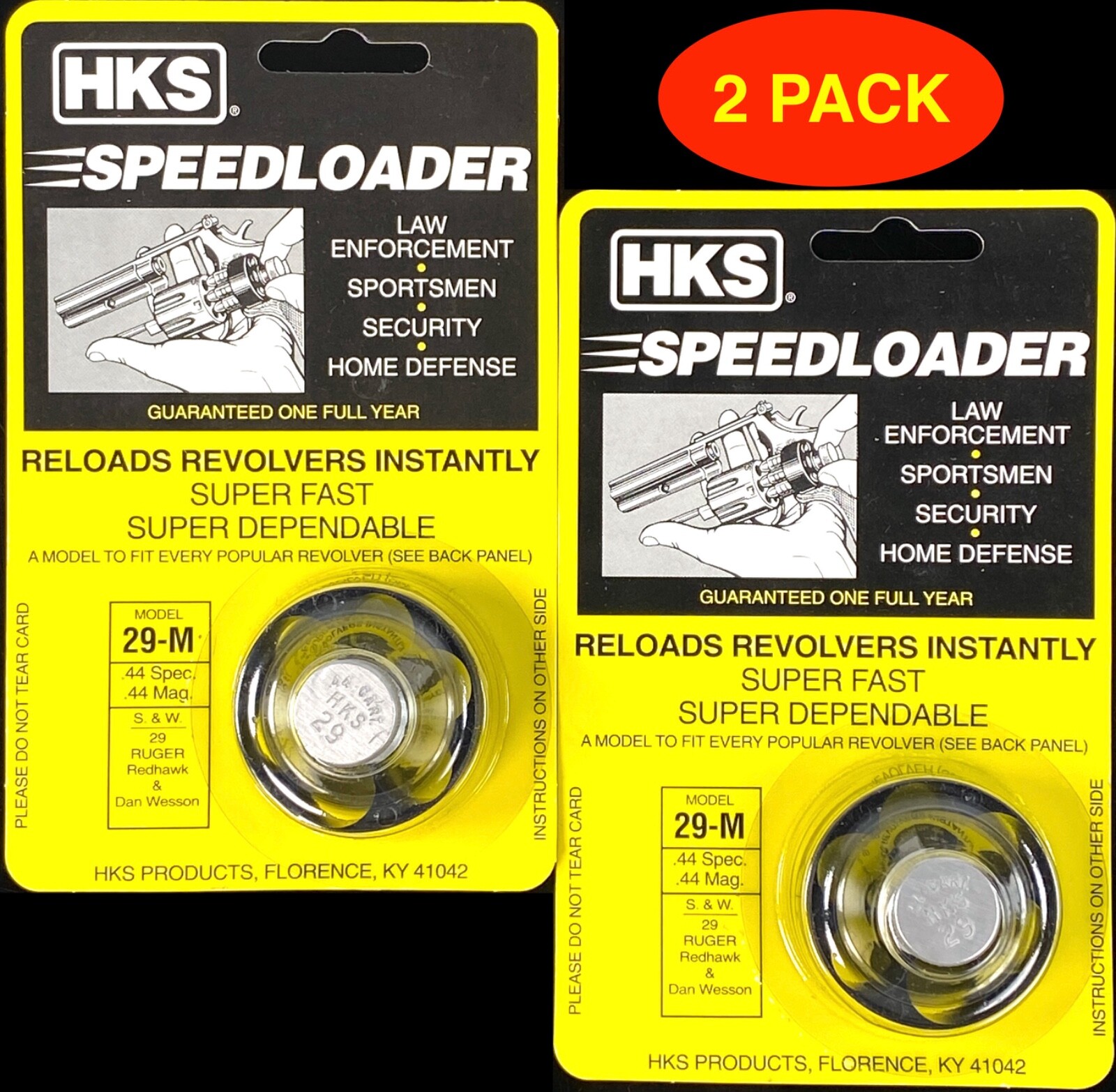 HKS 29M Speedloader for 44spl/44mag for S&W 29, Redhawk & Raging Bull   *2 PACK*