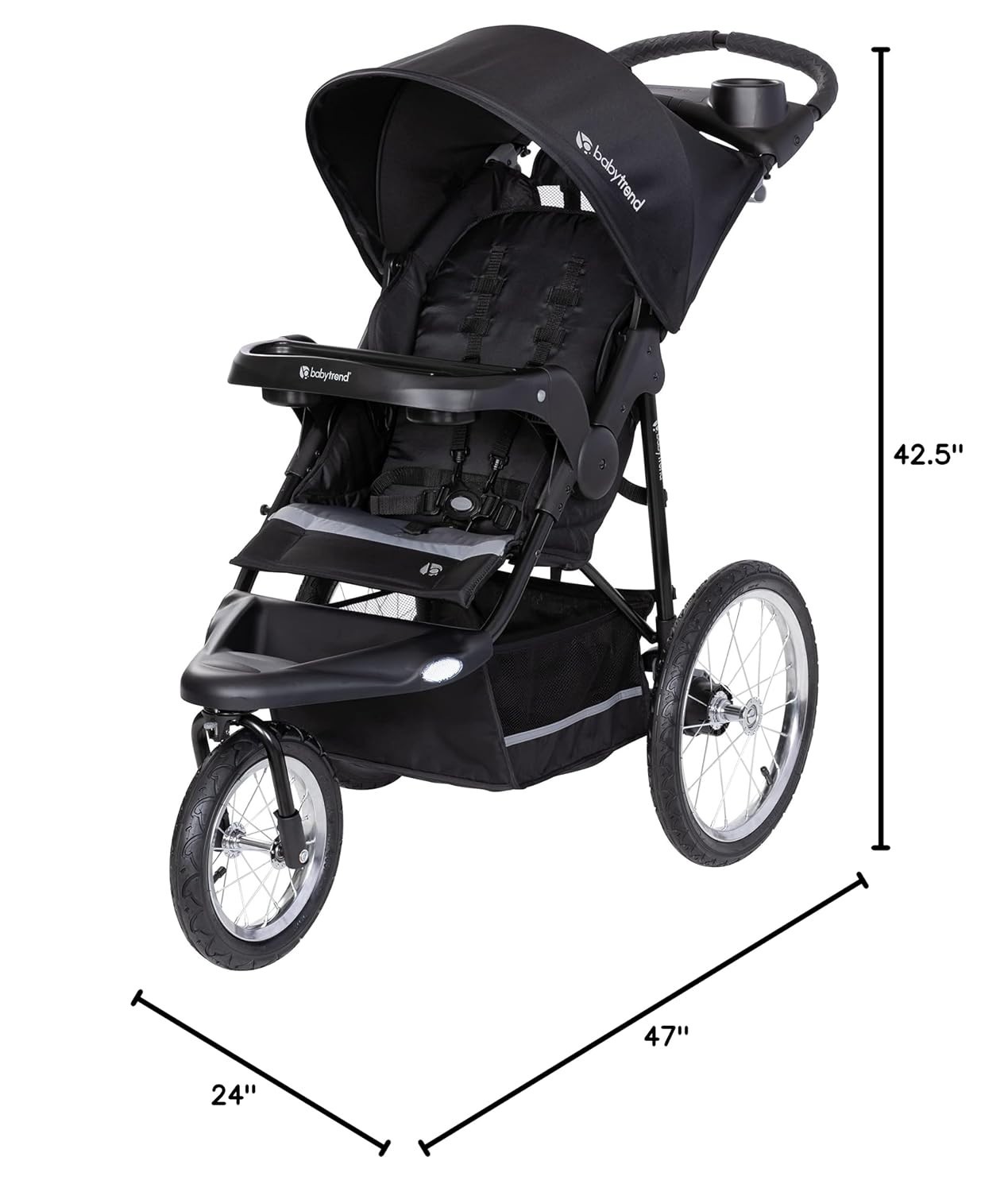 Jogging Stroller Dash Black Ergonomic Handle and Quick Release Buckle Features