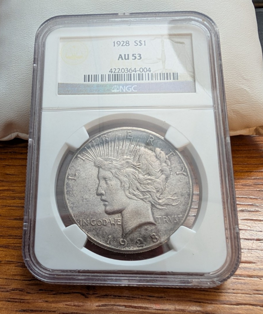 1928P Peace Silver Dollar $1 NGC AU53 250825