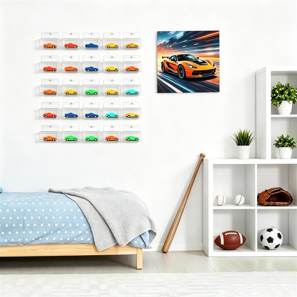 50PCS Wall Hanging Display Case Storage Box Protector For 1:64 Scale Diecast Car