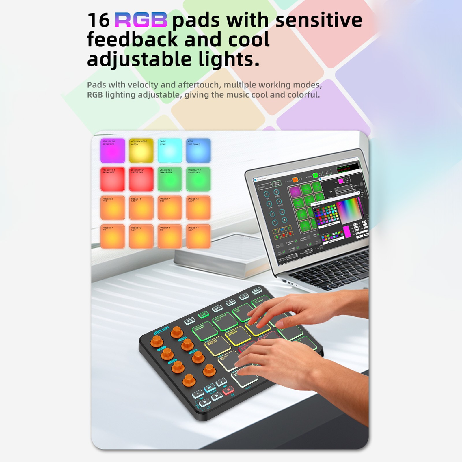 Studio Live Performance MIDI Controller RGB Pads Long Lasting 2000mAh Battery