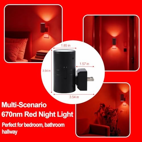 670nm Red Light Night Light for Sleep - Zero Blue Light, Adjustable 2 Pack