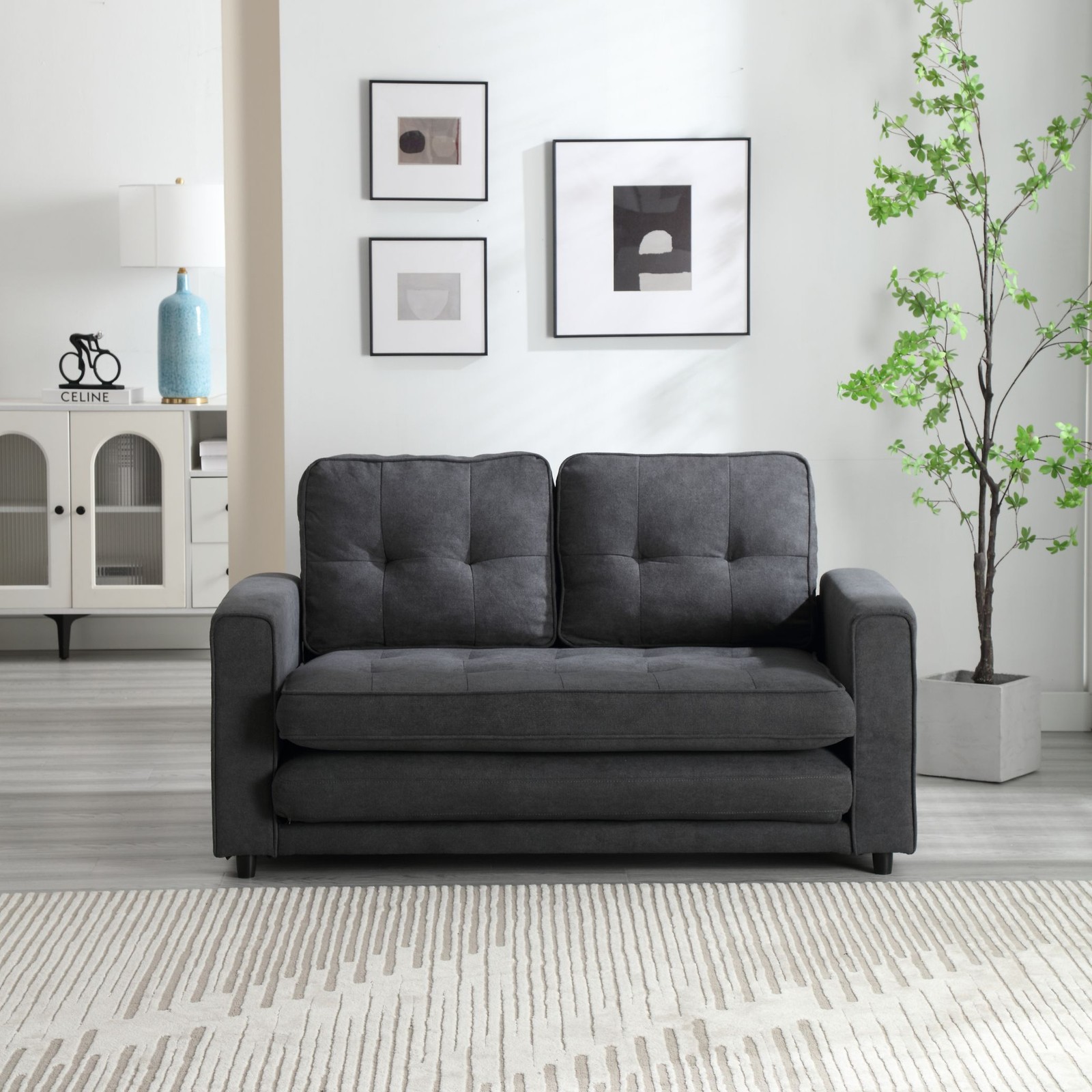 3 Fold Sofa,Convertible Futon Couch sleeper sofabed,Space saving loveseat,Pull O