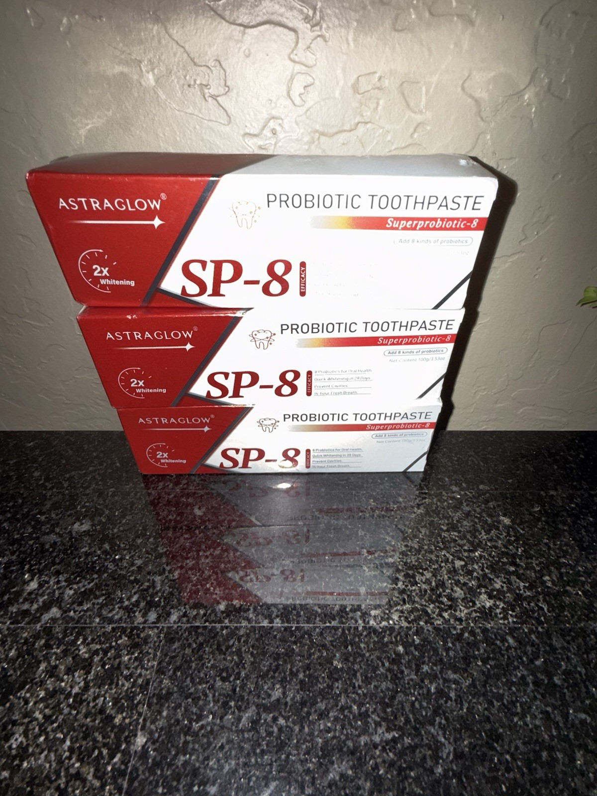 (3) AstraGlow SP-8 ProbioticToothpaste for Oral Health  2X Whitening NEW 3.5 oz