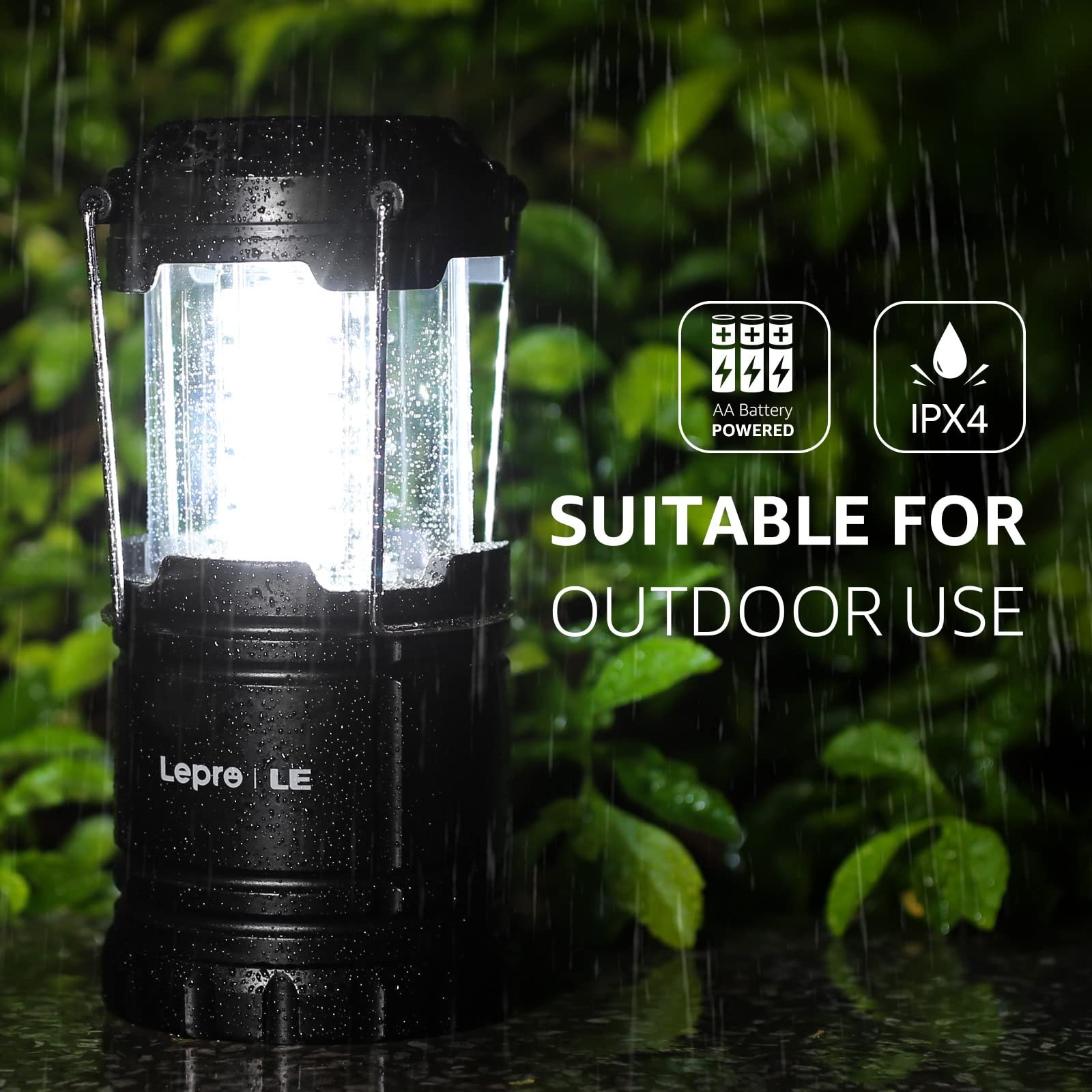 Lepro LED Lanterns Battery Powered, Camping Essentials, Collapsible, IPX4 Wat...