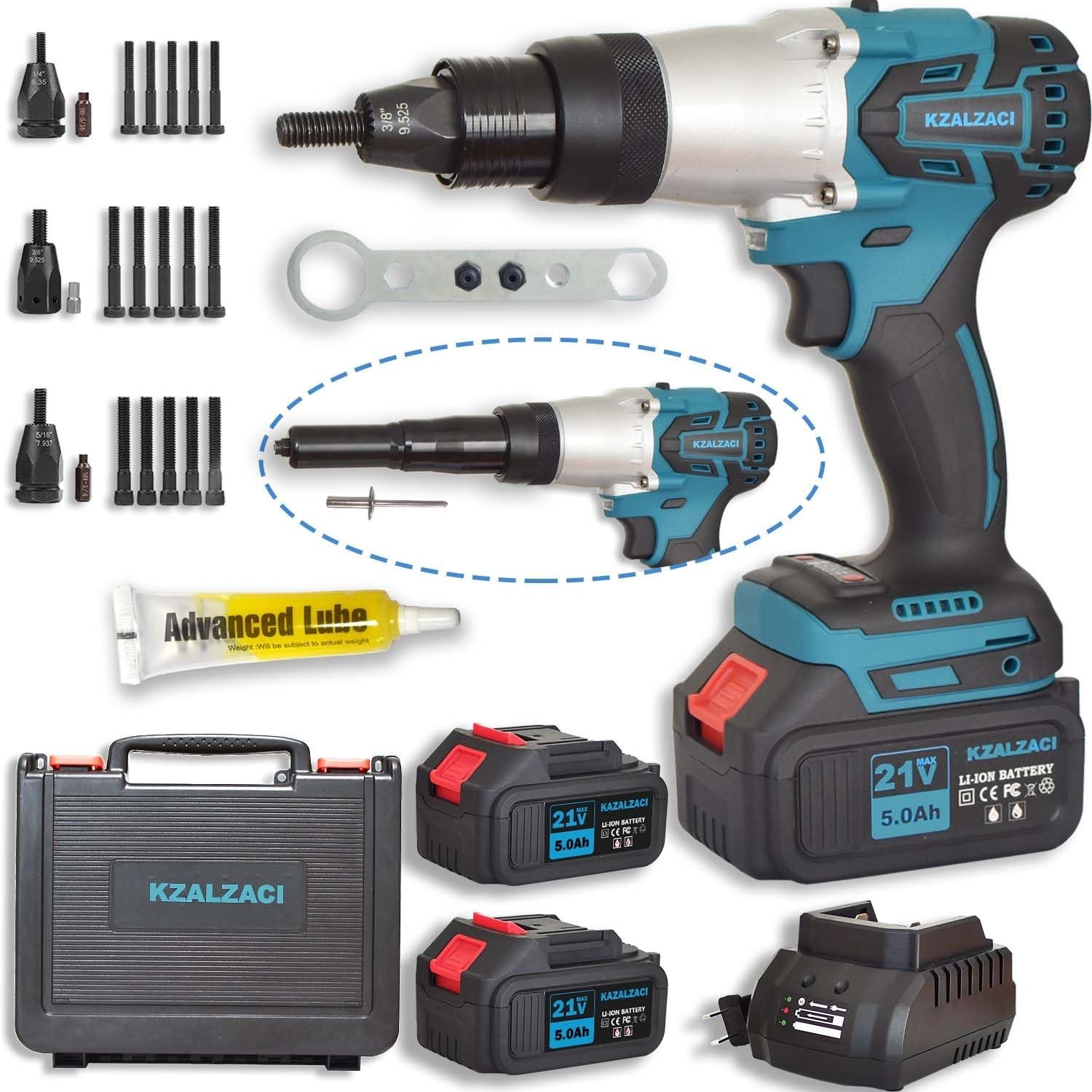 2in1 Electric Rivet/Rivet Nut Tool, Cordless Rivet Gun for Nuts(1/4",...