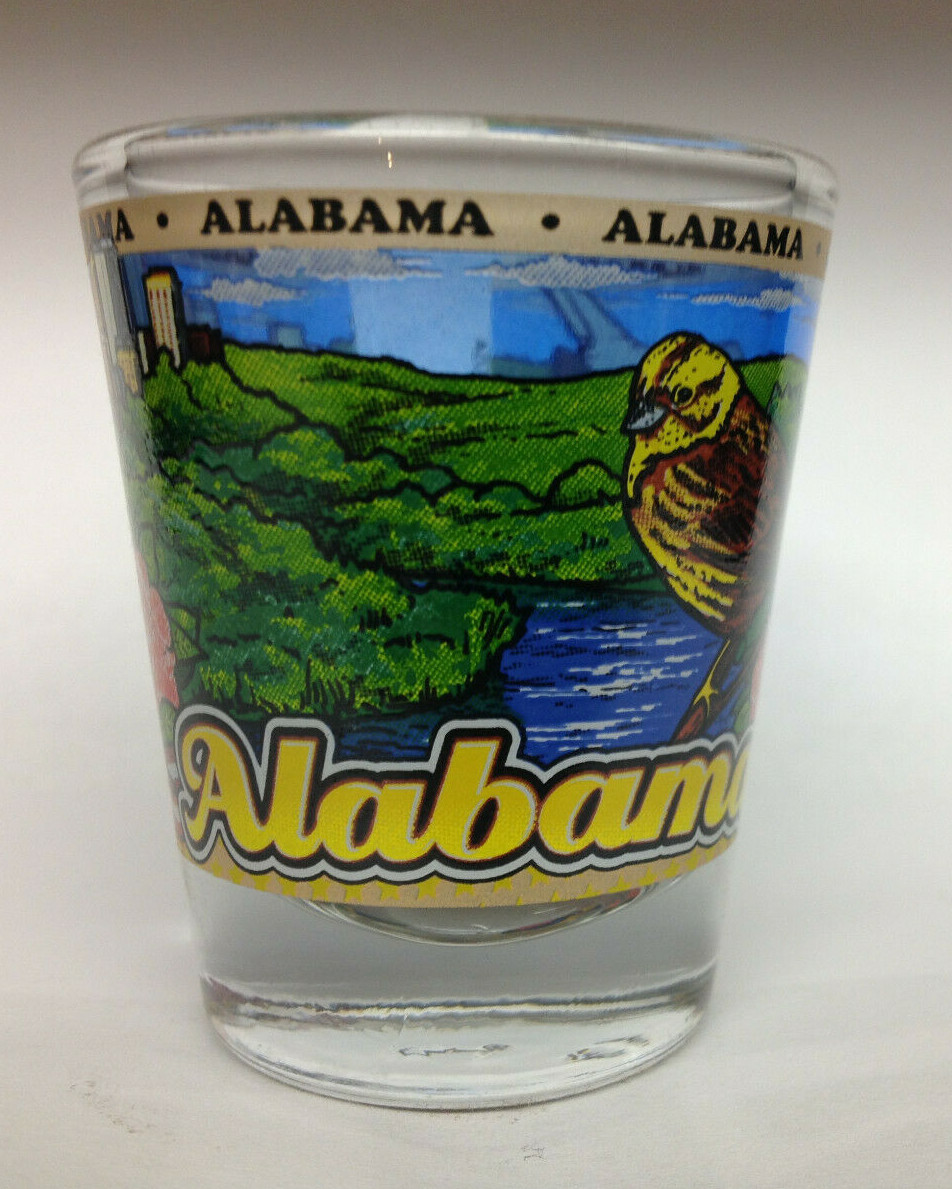 ALABAMA STATE WRAPAROUND SHOT GLASS SHOTGLASS NEW