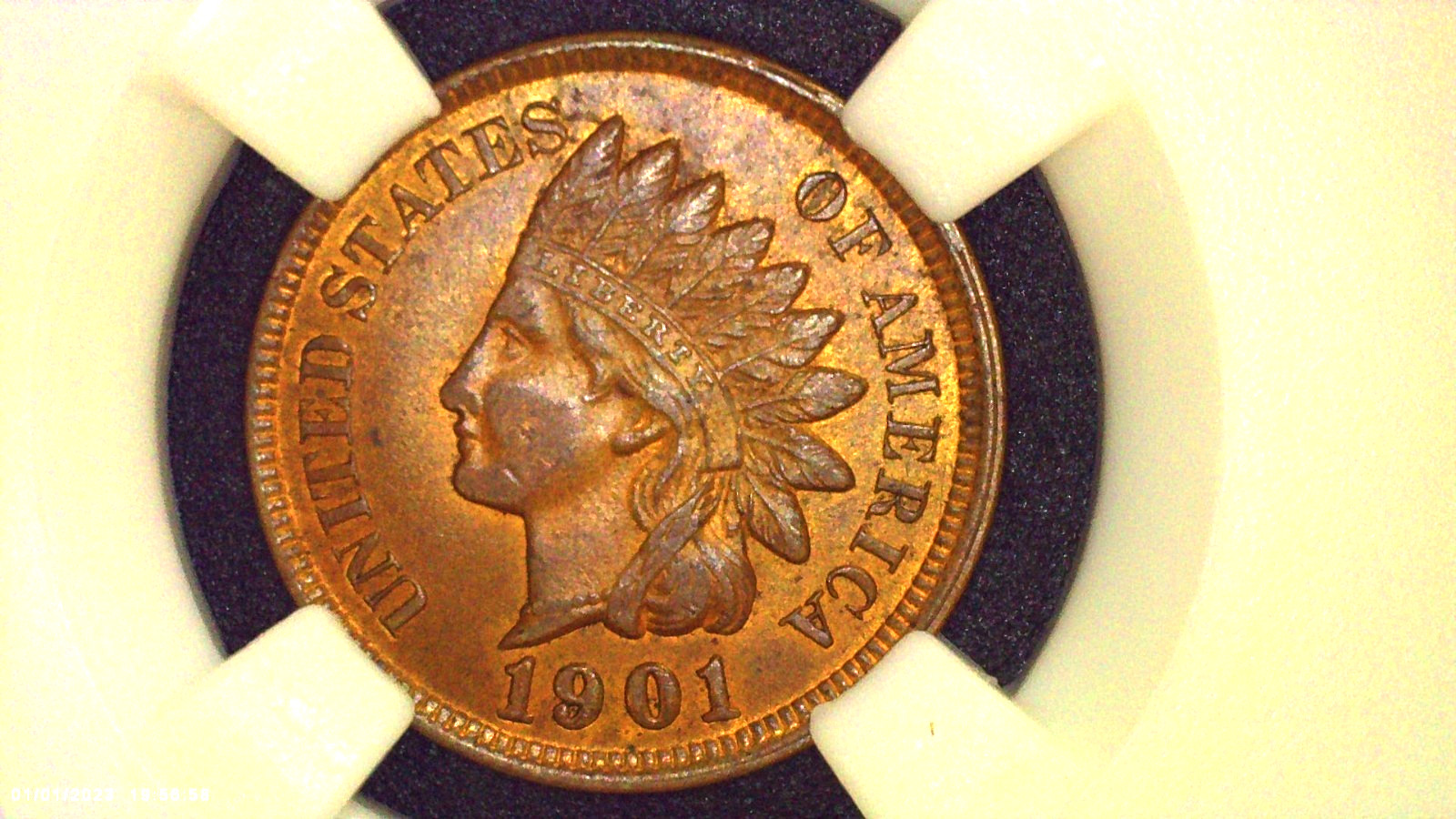 1901 Indian Head, P Mint *SOLID GEM / GREAT COLOR / TONE AU ++/BU - Orig Collect