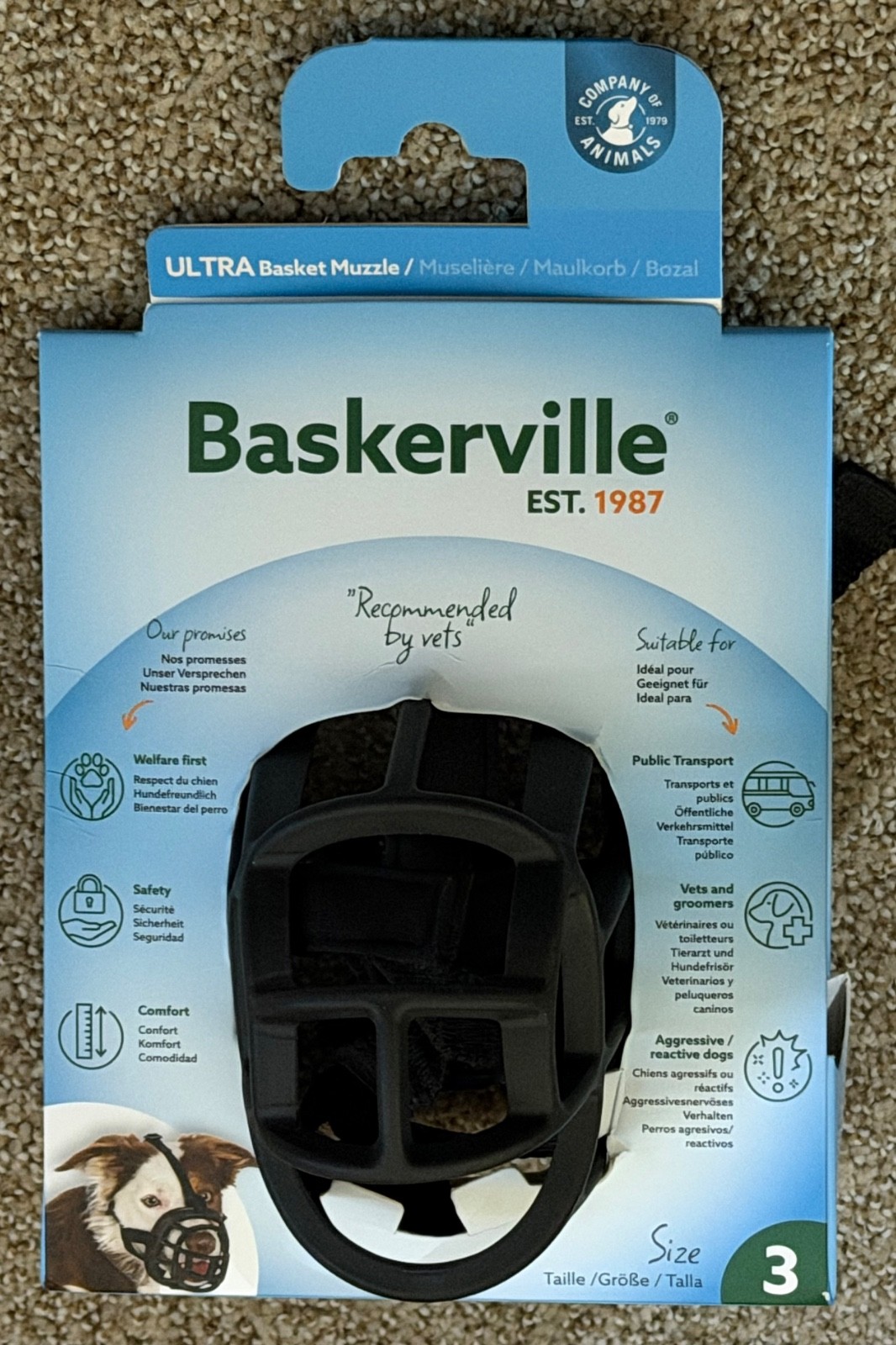 Baskerville Ultra Basket Muzzle Size 3 for Dogs (Black - new/unused)