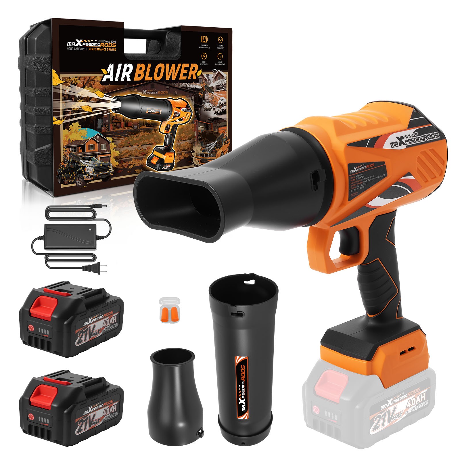 Cordless Leaf Blower 21V 4000mAh Brushless Motor 550 CFM Variable Speed