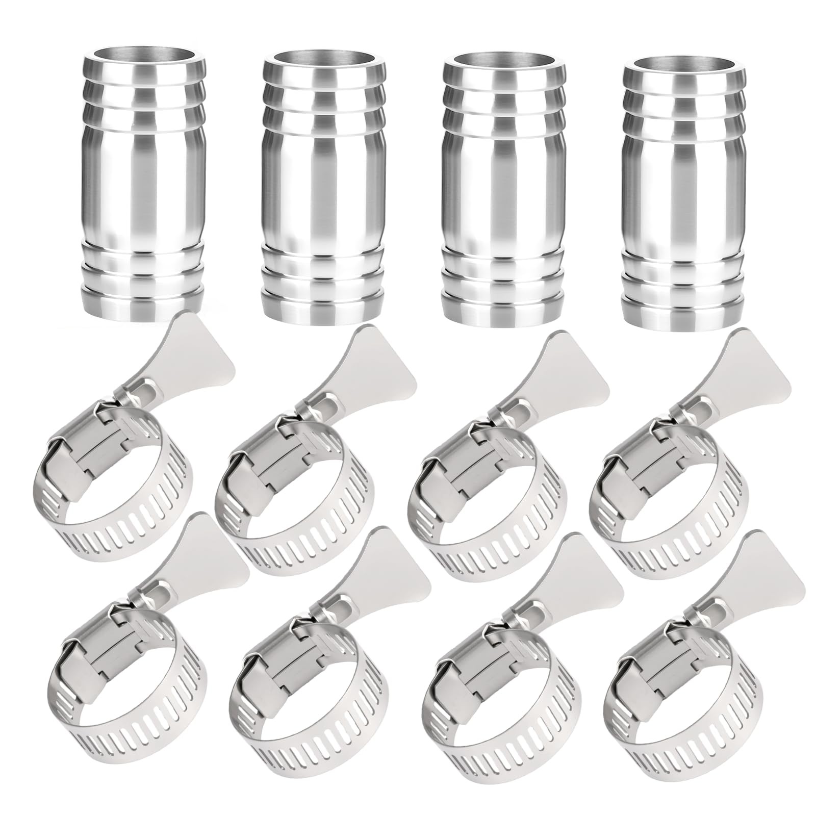 4 PCS 304 Stainless Steel Hose Barb Fittings 11/4 Inch Coupler With Clamp